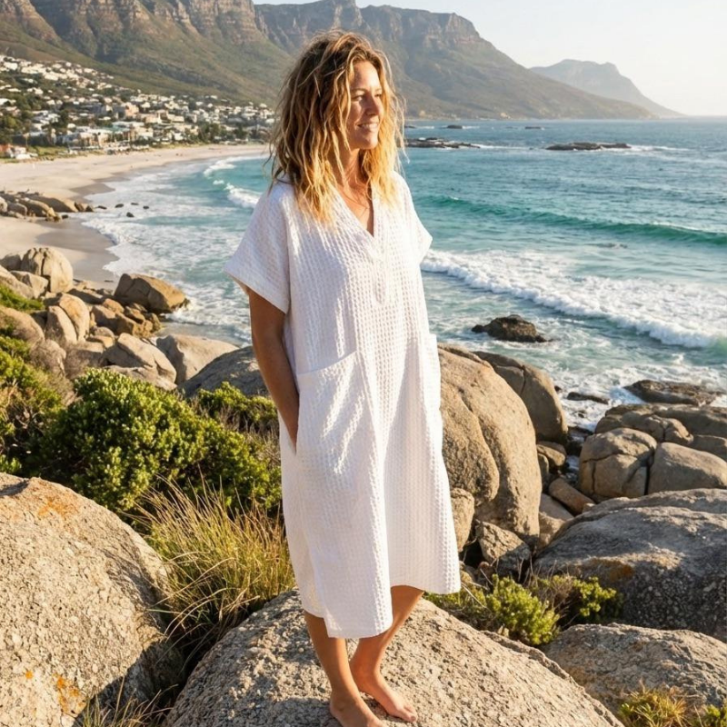 Marina Kaftan Long Length – Waffle Weave